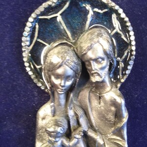 Jesus Christ Mary Madonna Joseph Italian Metal Art Religious Italian Plaque MCM