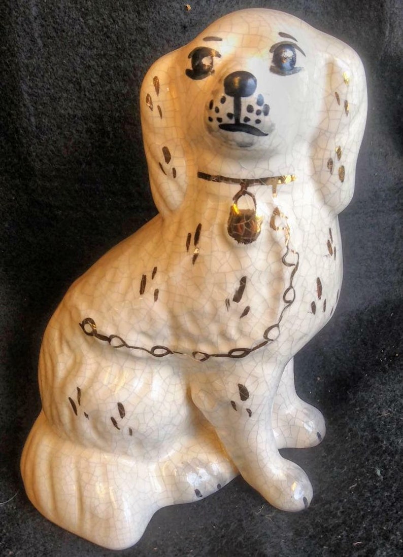 Vintage shops Staffordshire Art Pottery Dog Ceramic Statue England English Spaniel
