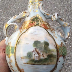 Antique Old Vintage China Chinese Asian Japanese Urn Vase Hand Painted Enamel