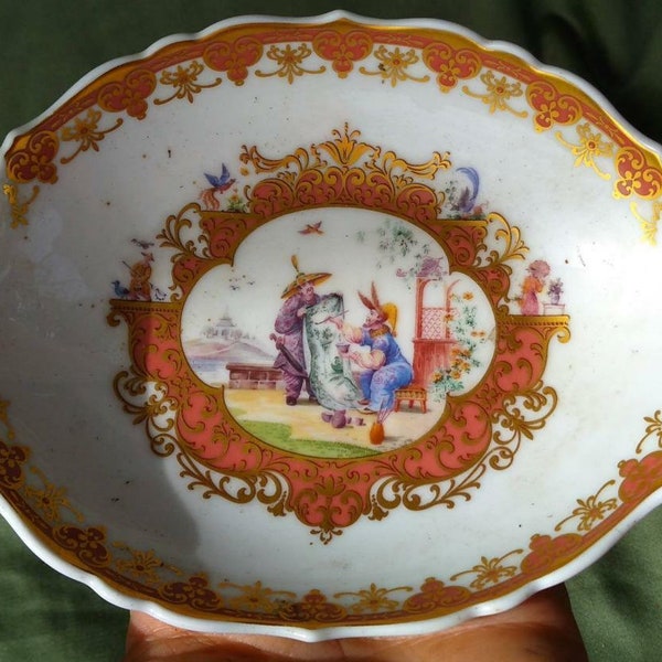Vintage Porcelain Handled Dish Orientalist Chinoiserie Kaiser Chinois Pattern