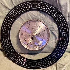 Vintage MCM Air Guide Barometer with Lucite Mid Century Modern Frame Greek Key