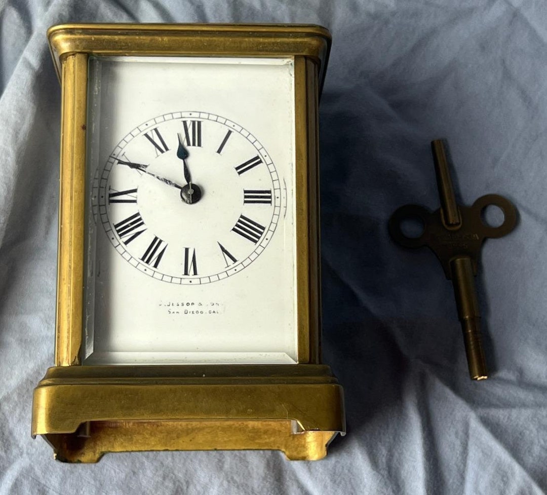 Antique Old French Brass Carriage Clock France for J Jessop & Son San ...