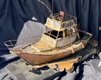 Vintage Metal Art Ramirez Boat Art Sculpture Galleria Hugo NY New York Modernism