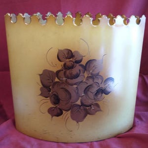 Vintage MCM Tole Waste Can Garbage Bin Metal Tin Painted Floral Decorated Bath
