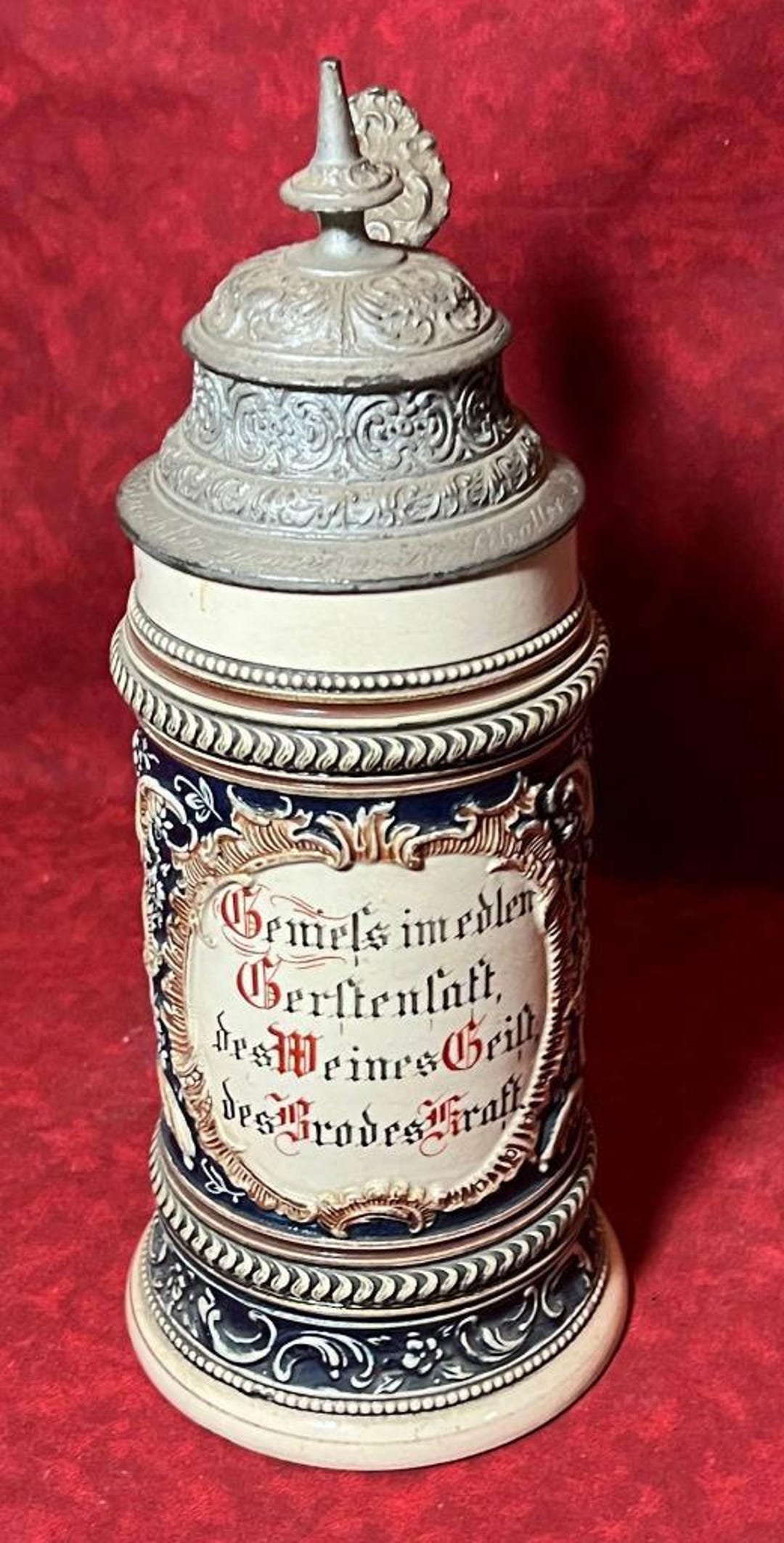Old Germany Lidded Beer Stein Reinhold Merkelbach Putti Cherubs Catalog