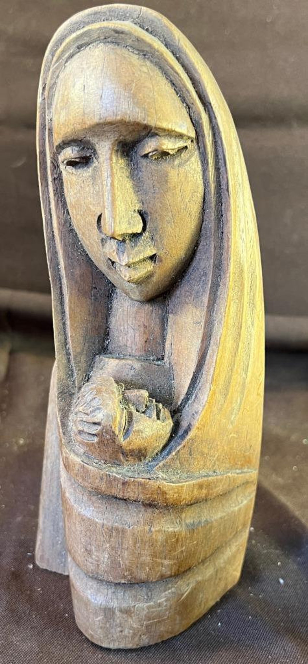 Vintage Wood Carving Art Carved Sculpture Statue Religious Etsy