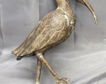 Old Vintage Art Bronze Brass Garden Outdoor Sculpture Bird Frog Statue Figurine