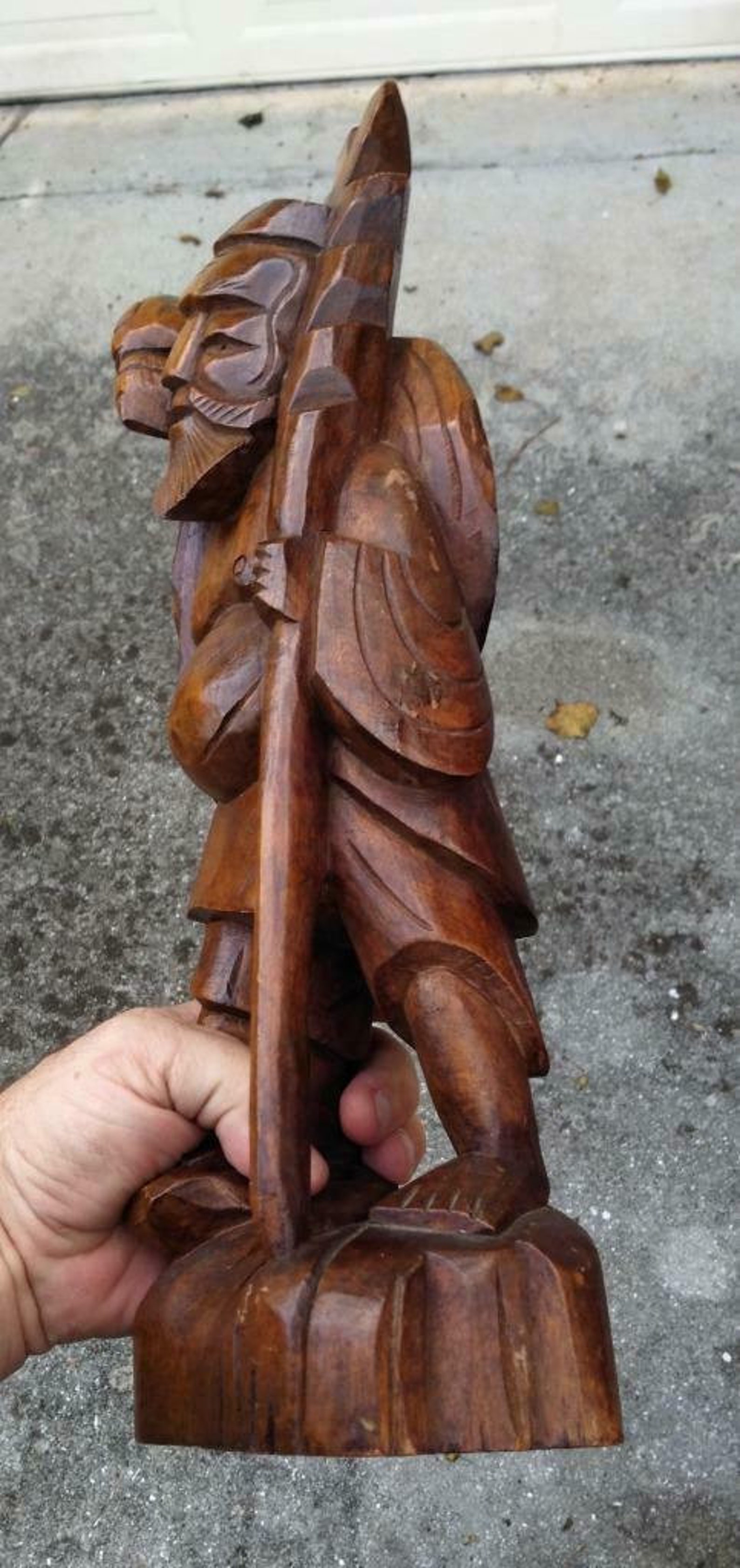 Old Vintage Asian Wood Carving Chinese Man Statue Figure Etsy