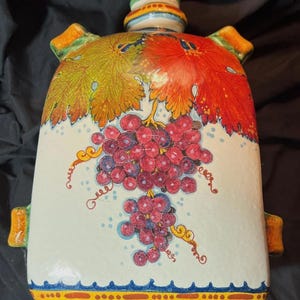 Vintage Large Wine Bottle Jug Italian Hand Painted Art Pottery Faience ...