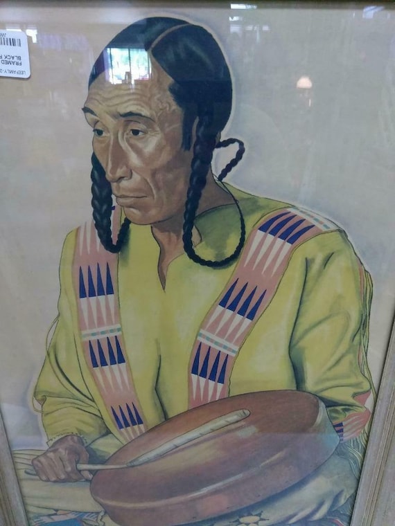 Antique Blackfeet Native American Indian Brave Gla