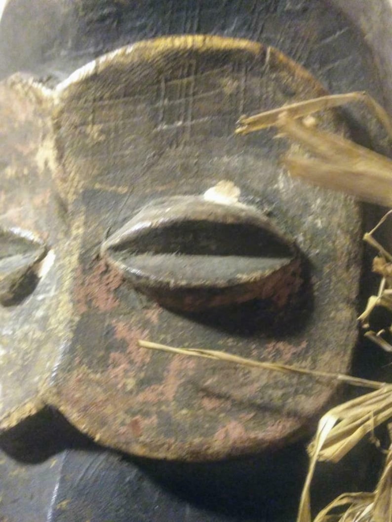 Vintage Wood Tribal Art Carving Africa Wooden Sculpture African Face Mask Man