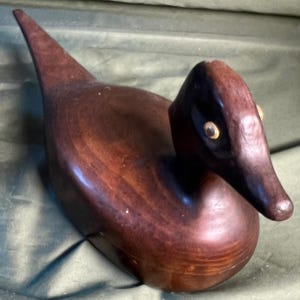 Old Vintage Carved Wood Duck Carving Decoy Statue Pintail Bird Art Sculpture