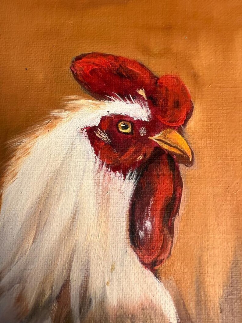 Vintage Farm Animal Rooster Chicken Portrait Oil Painting Artist Signed Framed .br Vintage Farm Animal Rooster Chicken Portrait Oil Painting Artist Signed Framed .br