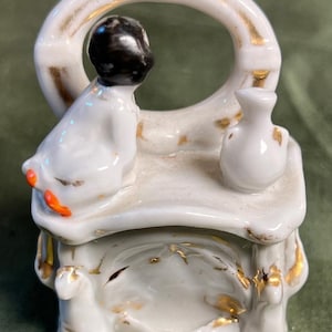 AS IS Antique Vicorian Porcelain Fairing Trinket Jewelry Box Pier Mirror Table