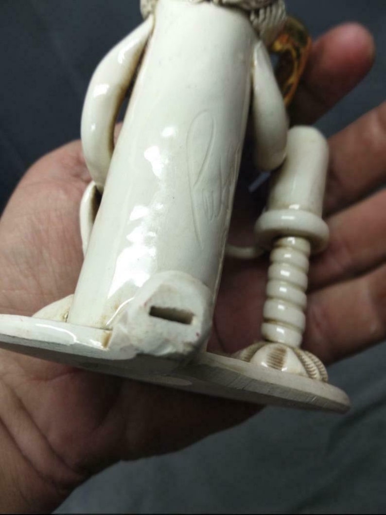 Vintage Art Pottery Sculpture Statue Stocks Stock Broker Whistle