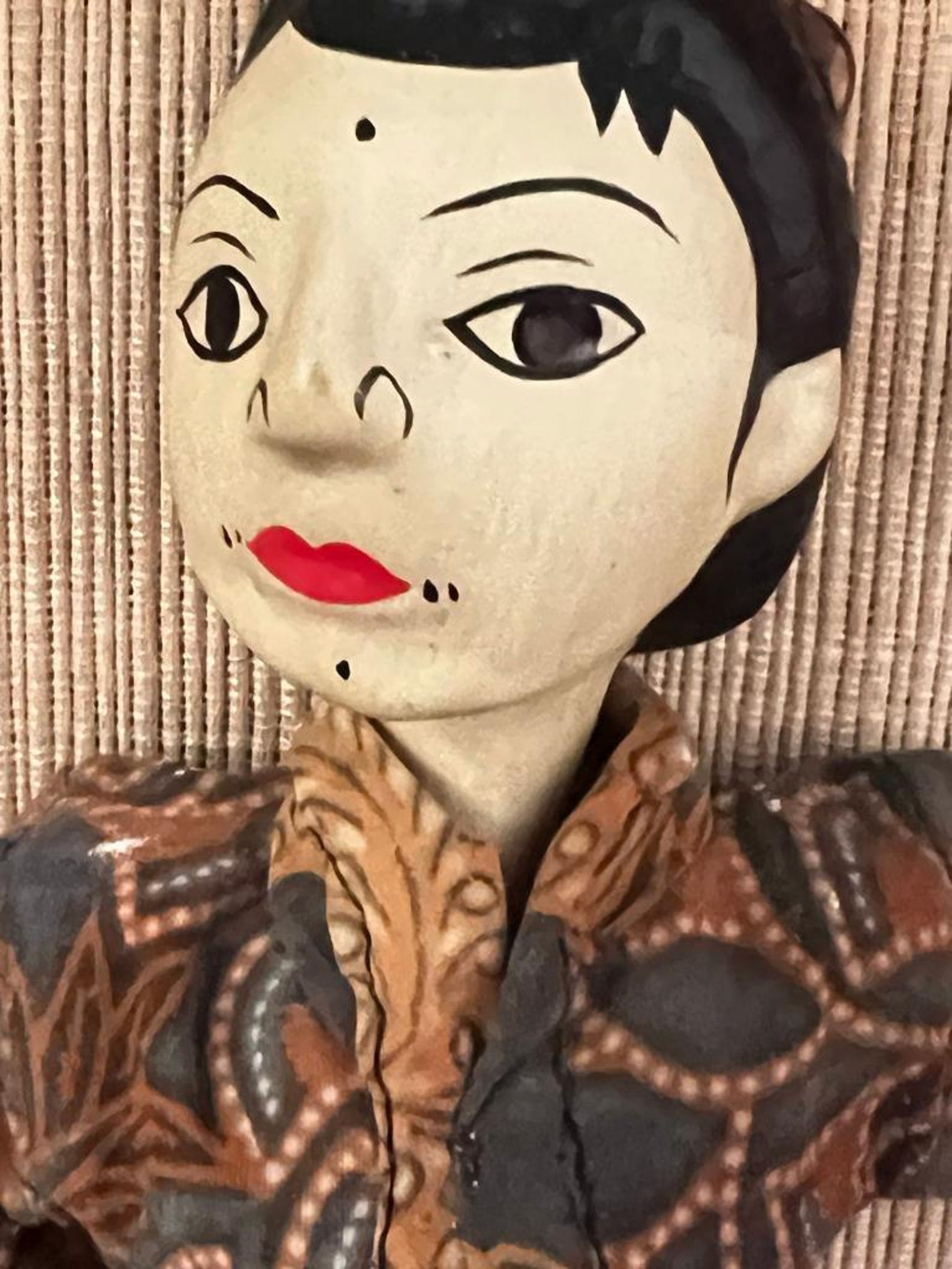 Inhloli Puppet Carved Wood Kathputli Indian Puppet in Glass and Mahogany Shadow Box ...