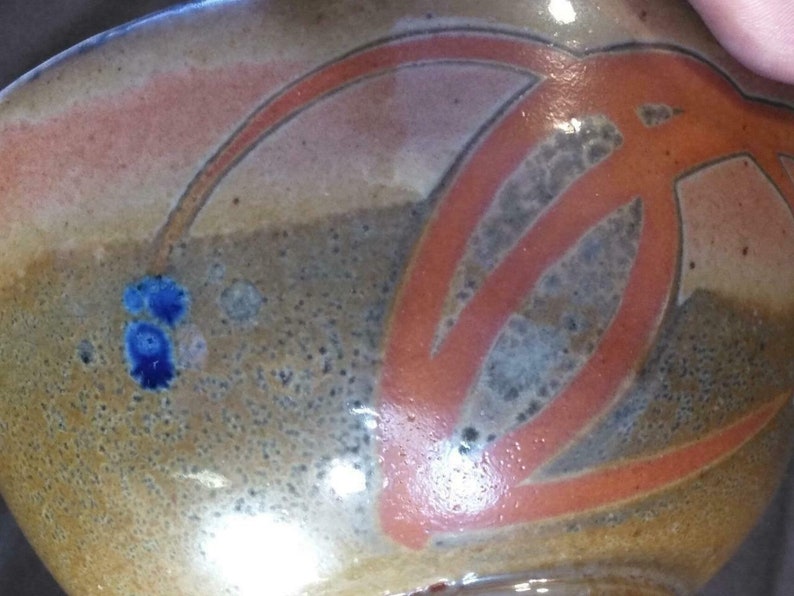 Vintage Art Pottery Bowl Asian Style Artist Signed Studio Marked Hand Painted
