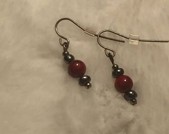 red bead earrings