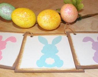 EASTER BANNER, Easter Bunny Banner, Easter Garland, Pastel Easter Decor, Easter Mantel Decor, Easter Home Decoration, Easter Bunny Decor,