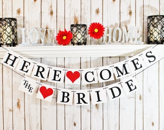 BRIDAL SHOWER BANNER, Bride to Be Banner, Engagement Decor, Bacelorette Party Decor, Wedding Decor, Hens Party Sign, Here Comes the Bride