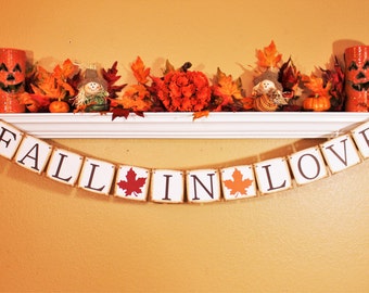 FALL WEDDING BANNERS and Signage, Fall Garland, Save the Date Sign, Fall in Love, Save the Date Fall Banner, Fall Wedding Decoration, Prop