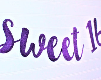 SWEET 16 BIRTHDAY Party Banner - Sweet 16 Birthday Party Decoration - 16th Birthday Garland - 16th Birthday Party Banner - Happy Sweet 16 G7