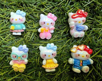 Colorful Bow Resin Beads: Kitty Inspired DIY Charms - 10pc Set