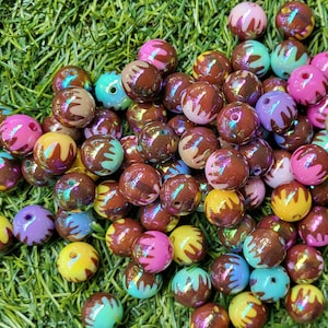 Drip Coated Beads – 10pc Set | Chocolate Drizzle Look Round Beads for Beadable Pens & Crafts