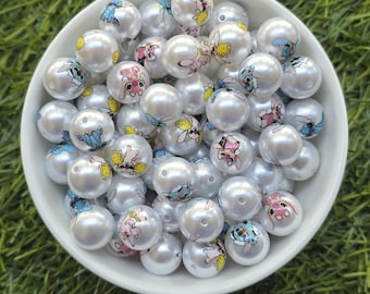 Blue Alien Cartoon Beads: 15mm Acrylic Smiley Face Charms
