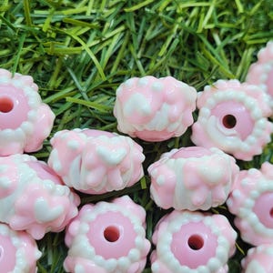 Hand-Painted Pink Icing Beads: DIY Jewelry, Pens, Keychains - Set of 5
