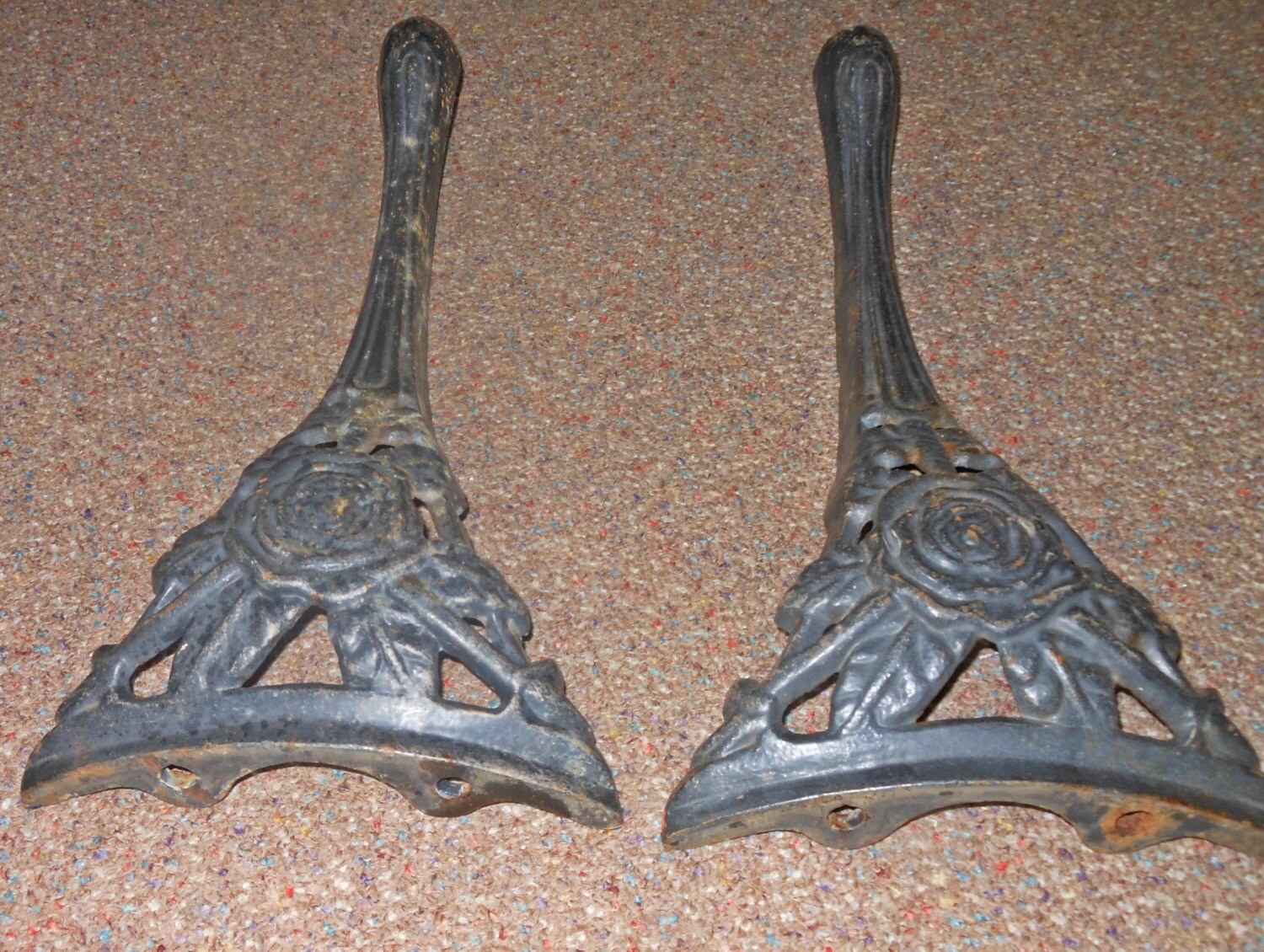 2 Cast Iron LEGS Patio Bistro Chair Table Bench Parts Black Etsy