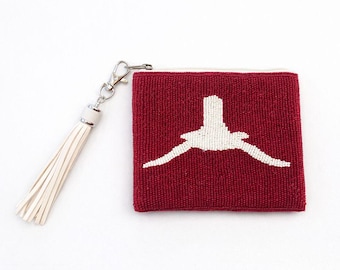 Handmade Beaded Gameday Custom Coin Purse  | Bag for Clear Stadium Bags | Oklahoma | Boomer | 405 Local Original  |  Beat Texas