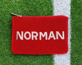Handmade Beaded Gameday Custom Coin Purse | Bag for Clear Stadium Bags | Oklahoma Sooners | Boomer | 405 Local Original | OU