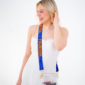Hand Beaded OKC Thunder Gameday Strap – Adjustable Bag Strap, Blue Beaded Purse Strap for Basketball Fans, Game Day Accessories - Sequins