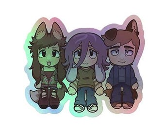 Holographic Clinical Trial Game Sticker: Angel Bunny, Adri Fox, Lee Dog Fan Art