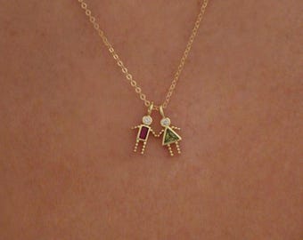 Grandkids Necklace | Grandchildren Birthstone Necklace | Gift for Grandma | Gift from Grandkids | Family Birthstone Necklace | Nana Necklace