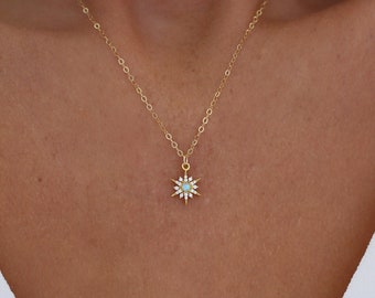 Opal North Star Necklace Opal and Gold Necklace Star Necklace Gold