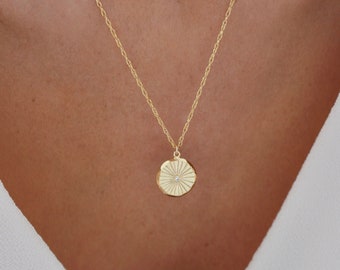 Medallion Necklace | Sunbeam Necklace | Gold Necklace | Sunburst Necklace | Coin Necklace | Sun Necklace | Layering Necklace | Gifts For Her