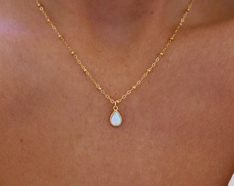 Opal Pendant | Gold Opal Necklace | Dainty Opal Necklace | Delicate Opal | Gold Pendant Necklace | Minimal Necklace | Bridesmaid Necklace