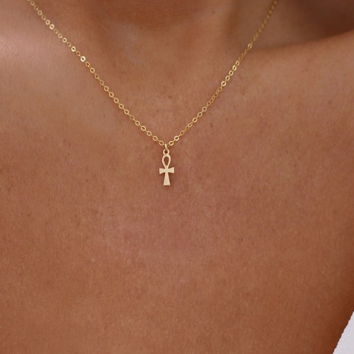 Tiny Ankh Necklace Gold Ankh Necklace 