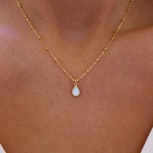 Opal Pendant | Gold Opal Necklace | Dainty Opal Necklace | Delicate Opal | Gold Pendant Necklace | Minimal Necklace | Bridesmaid Necklace