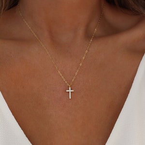 Gold Cross Necklace | Religious Jewelry | Tiny Gold Cross Necklace | Layering Necklace | Dainty Cross Necklace | Gift for Her | Simple Cross