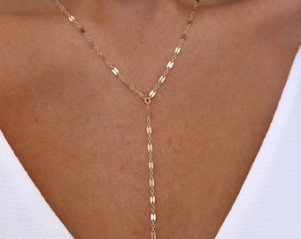 Delicate Gold Y Necklace | Dainty Lariat Necklace | Shimmer Y Necklace | Simple Minimal Layering | Dainty Gold Lariat | Dainty Gold Jewelry