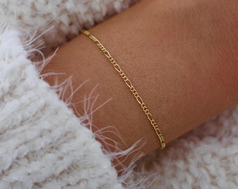 Gold Figaro Bracelet | Dainty Chain Bracelet | Delicate Bracelet | Layering Bracelet | Gold Chain Bracelet | Stacking Bracelet | Minimal