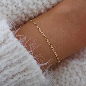 Gold Figaro Bracelet | Dainty Chain Bracelet | Delicate Bracelet | Layering Bracelet | Gold Chain Bracelet | Stacking Bracelet | Minimal