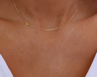 Dainty sideways initial necklace online