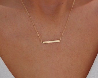 Gold Bar Necklace | Minimal Bar Necklace | Simple Gold Necklace | Textured Bar Necklace | Dainty Gold Bar Necklace | Everyday Necklace