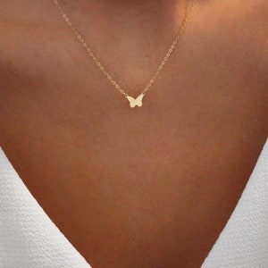 Butterfly Necklace | Dainty Gold Butterfly Pendant | Minimalist Butterfly Charm | Tiny Butterfly Necklace | Simple Butterfly | Gift for Her