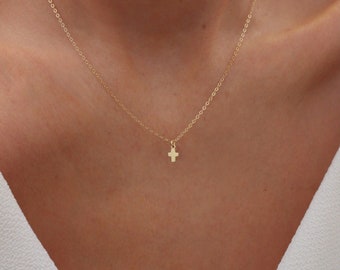 Tiny Cross Necklace | Dainty Gold Cross Necklace | Cross Choker Necklace |  Minimalist Cross Necklace | Simple Gold Cross | Gift for Her