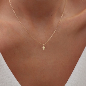 Tiny Cross Necklace | Dainty Gold Cross Necklace | Cross Choker Necklace |  Minimalist Cross Necklace | Simple Gold Cross | Gift for Her